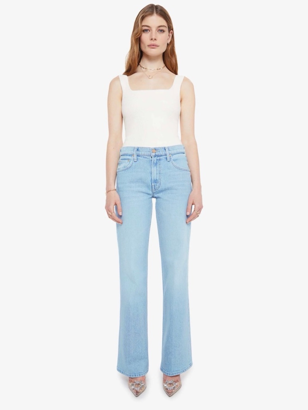 MOTHER Light Blue High-Rise Wide-Leg Jeans